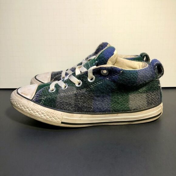 Kids CONVERSE All Star Multicolor Plaid Low Top Shoes / Size 3 - Picture 4 of 9
